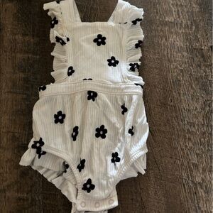 Cat & Jack White romper with Black Floral Design